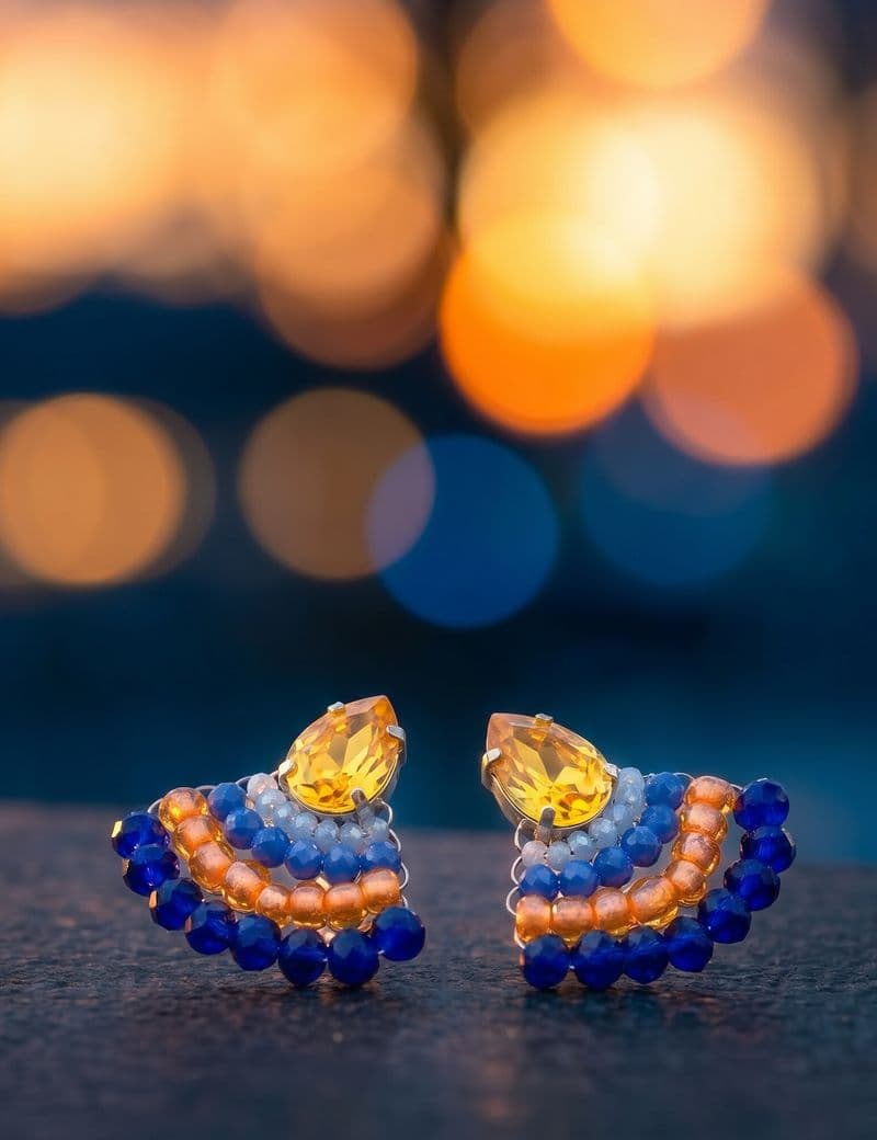 Серьги ручной работы из Чешский бисер, Стразы Swarovski, Стекло