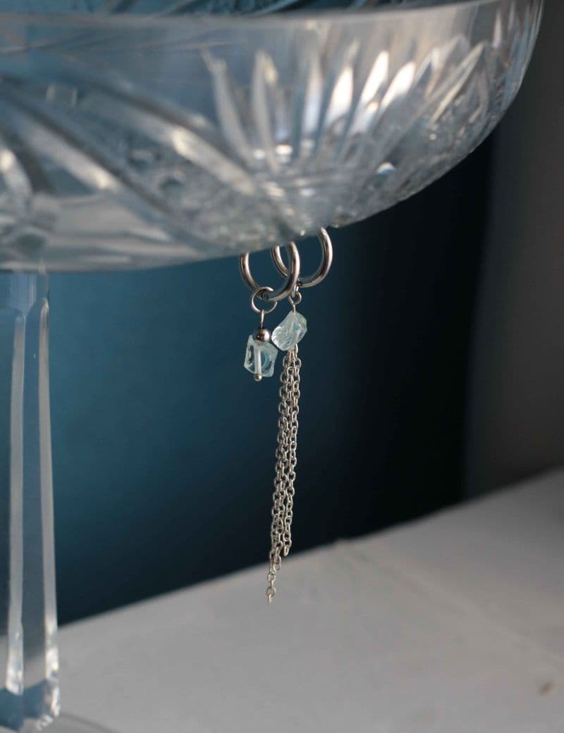 Серьги ручной работы из Стекло, Гематит, Латунь